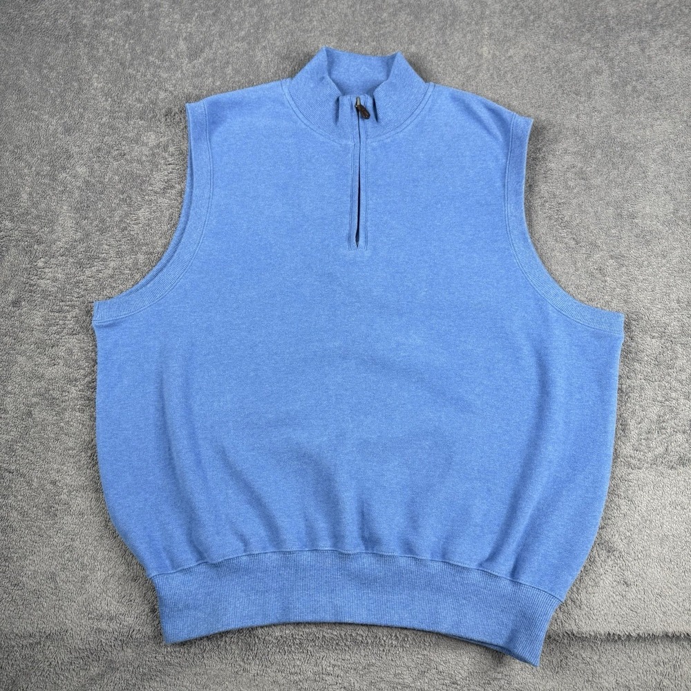 Robert Trent Jones Men's Large Golf  Vest  Blue Country Club 1/4‎ Zip